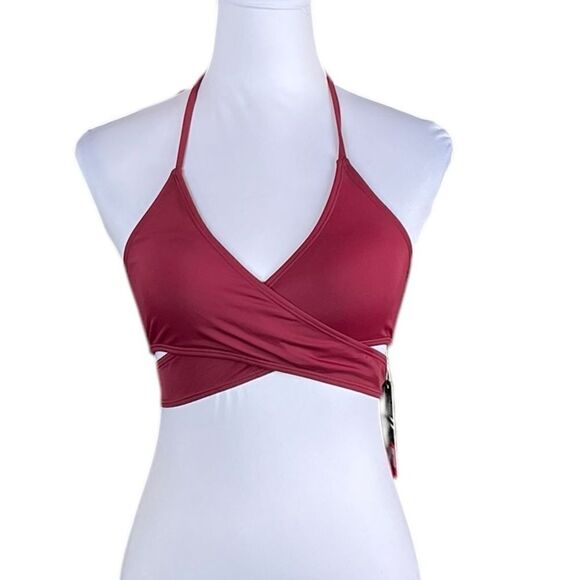 Shekini Asymmetrical Red Swimsuit Top with Tie Fastening - Picture 1 of 6